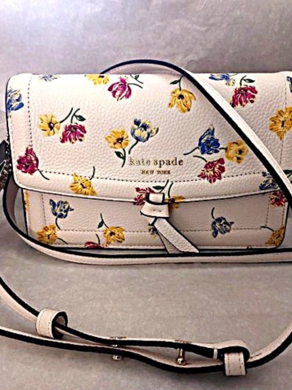 KATE SPADE Knott Tulip Toss Floral Flap Crossbody with Matching Cardholder